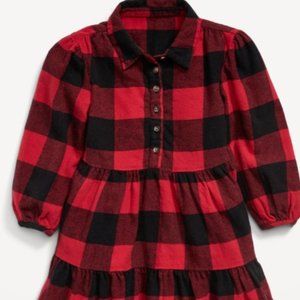 Long-Sleeve Tiered Flannel Shirt Dress for Toddler Girls NWT Size 5T